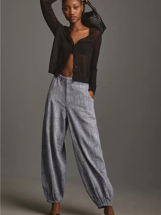 Anthropologie Pants - Anthropologie Wide-Leg Drawstring Hem Pants in Heathered Gray
